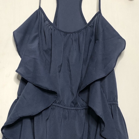 Doe & Rae Blue Grey Ruffle Racerback Skater Dress - Picture 2 of 6